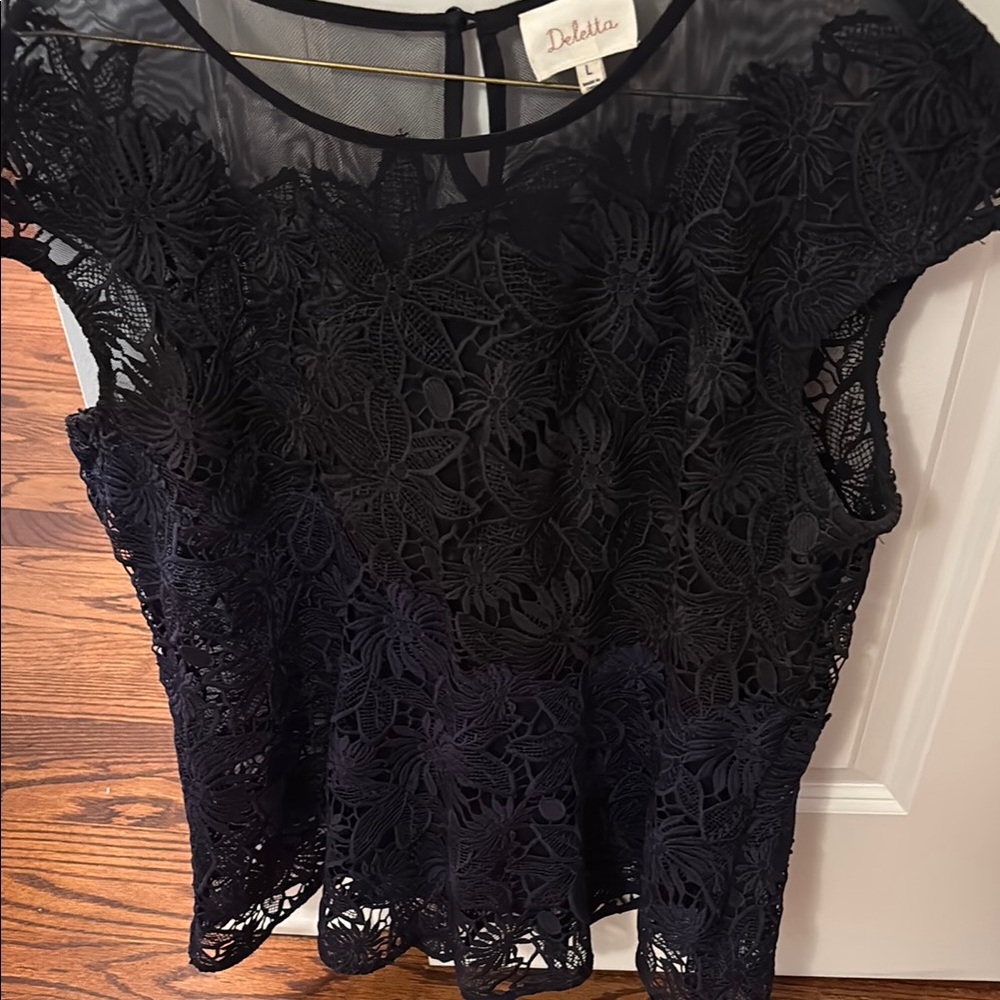 Deletta Black and Navy Lace Women's Top